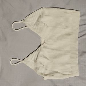 Ribbed knit white cropped tank top